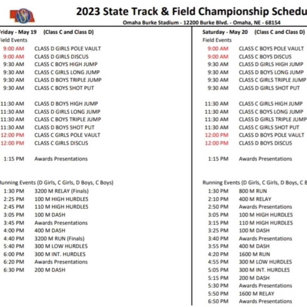 state track schedule